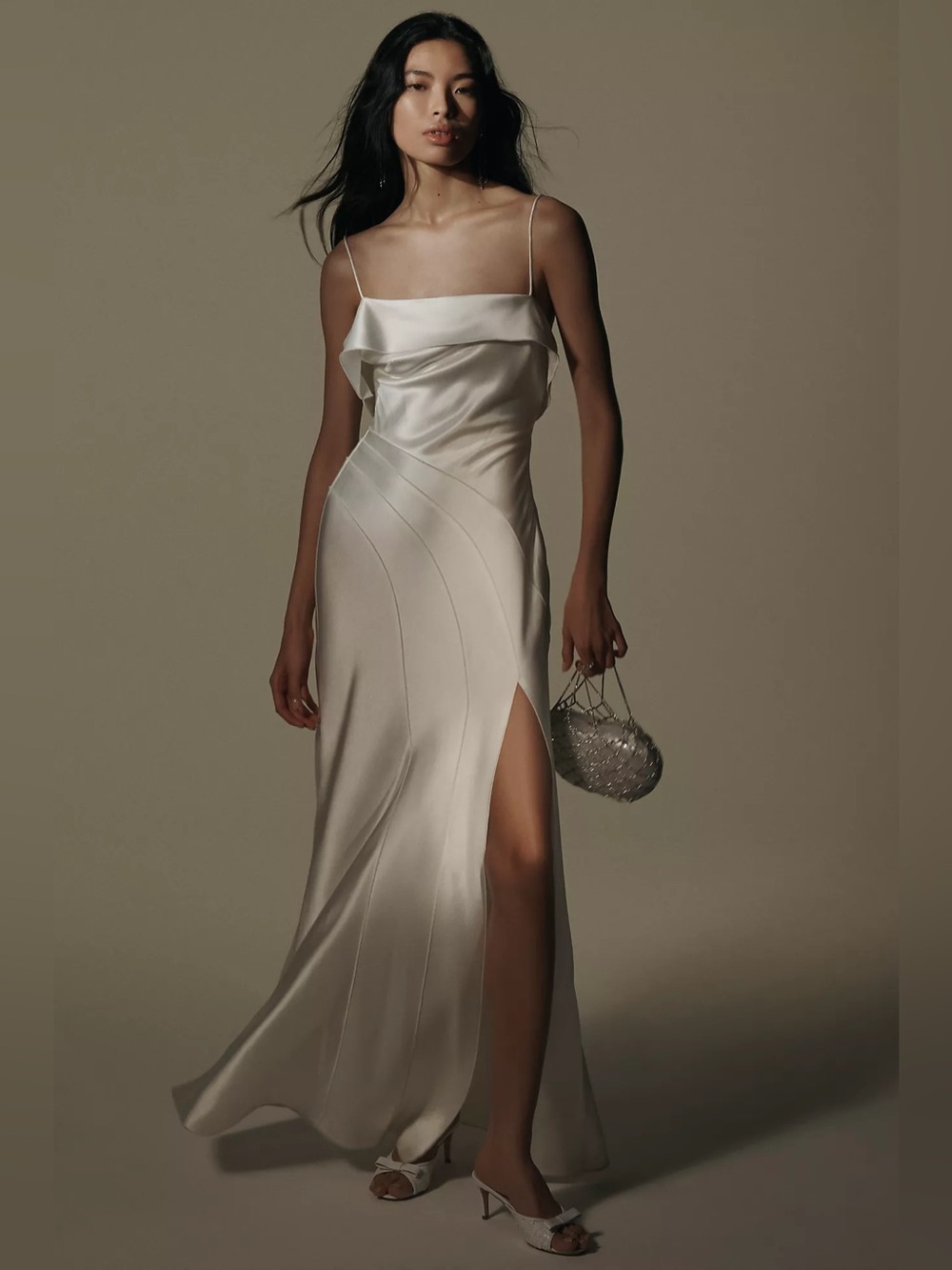 Acler Zetland Sleeveless Bias-Cut Side-Slit Satin Maxi Dress